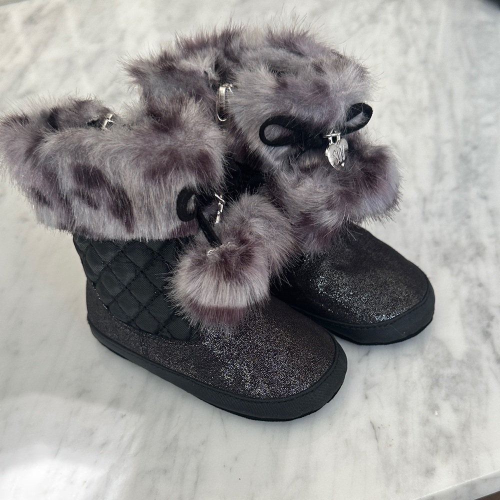 Stuart Weitzman Faux Fur Trim Quilted Boots (Size 4)